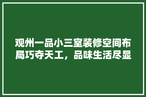 观州一品小三室装修空间布局巧夺天工，品味生活尽显无遗