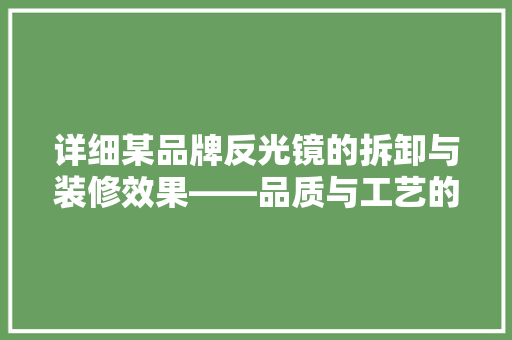 详细某品牌反光镜的拆卸与装修效果——品质与工艺的双重保障