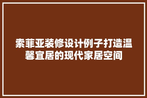索菲亚装修设计例子打造温馨宜居的现代家居空间