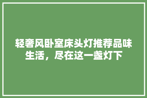 轻奢风卧室床头灯推荐品味生活，尽在这一盏灯下