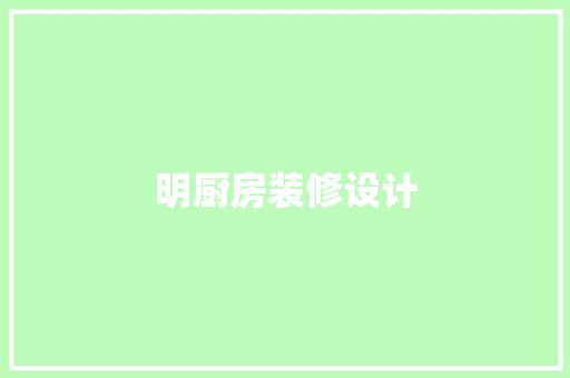 明厨房装修设计